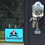 Decal at business and keys with Geronimo logo in door
