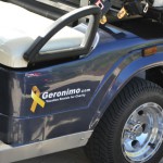 Blue Golf Cart with Geronimo logo